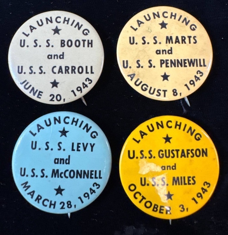 Four WWII Ship Launch Buttons