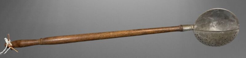Wood-Handled Tallow Skimmer with Metal Bowl
