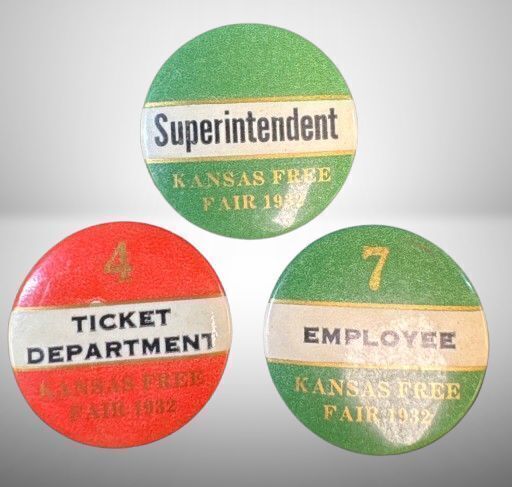 Kansas Free Fair 1932 Employee and Superintendent Badges