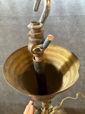 Stained Glass and Brass 6-Panel Hanging Lamp - 5
