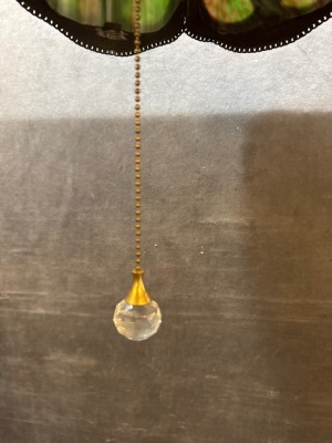 Stained Glass and Brass 6-Panel Hanging Lamp - 7