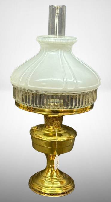 Aladdin Brass Oil Lamp with Glass Shade