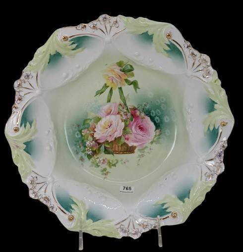 RS Prussia Porcelain Bowl with Floral Design
