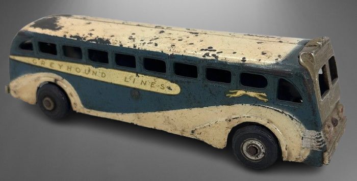 Arcade Cast Iron Greyhound Lines Bus 9" Long