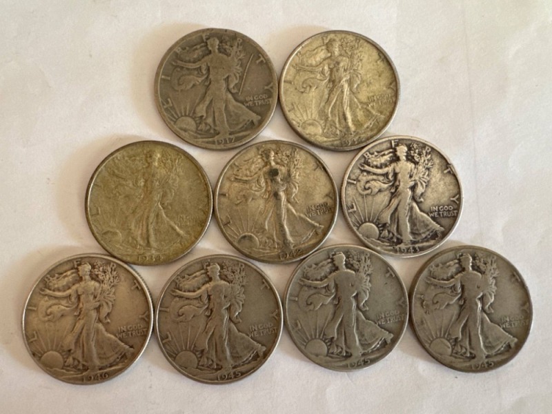 (10) Walking Liberty Half Dollars