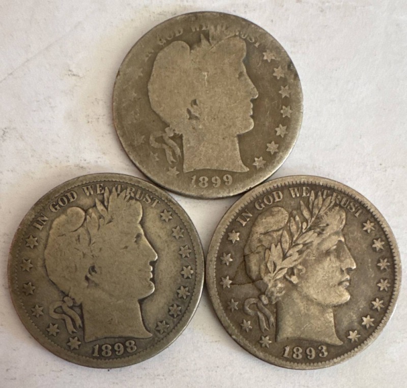 (3) Barber Half Dollars