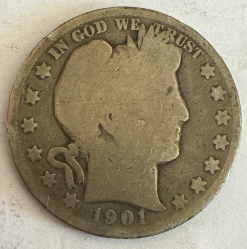 1901-S Barber Quarter in Circulated Condition