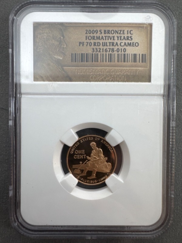 2009-S Bronze 1c PF70 RD Ultra Cameo Coin "Formative Years"