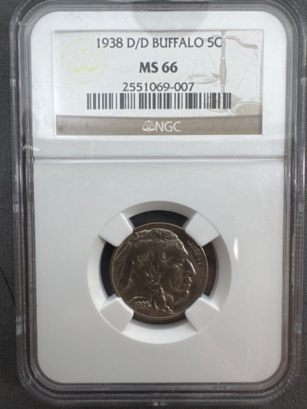 1938 D/D Buffalo Nickel MS66 by NGC