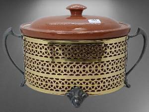 Weller Pottery Utility Ware Casserole with Metal Carrier
