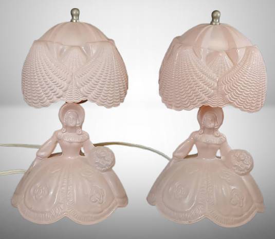 Pink Glass Southern Belle Boudoir Lamps