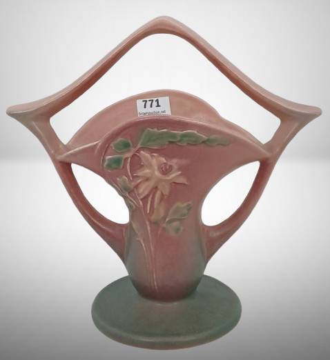 Roseville Columbine 365-7" Basket, Pink