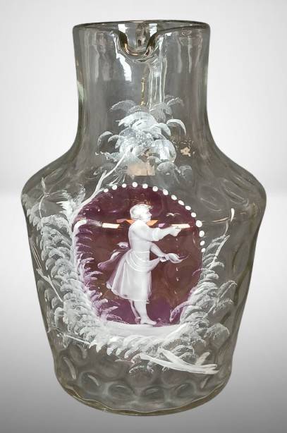 Victorian Mary Gregory-style Glass Pitcher