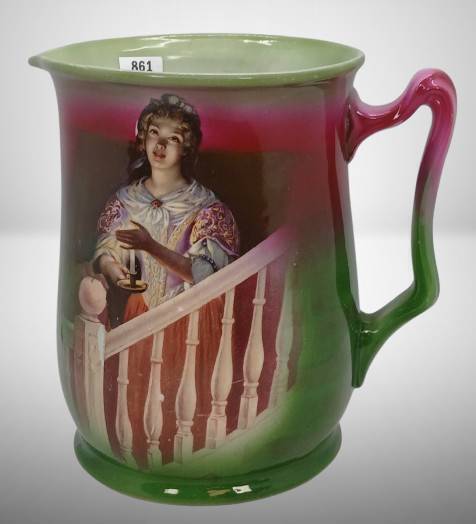 Royal Bayreuth Porcelain Pitcher, Girl with Candle Motif