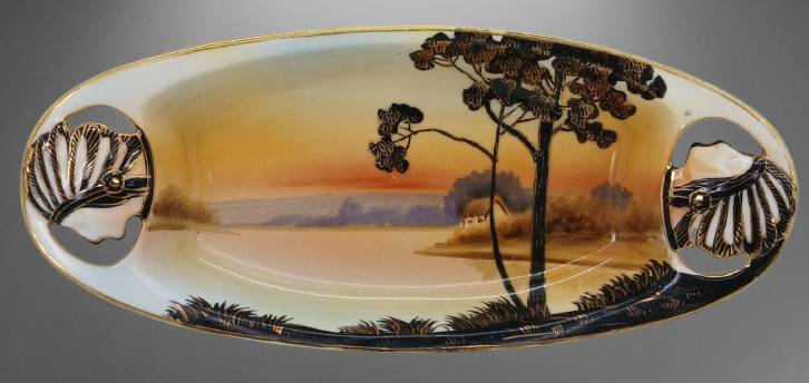 Hand-Painted Nippon Porcelain Relish Tray
