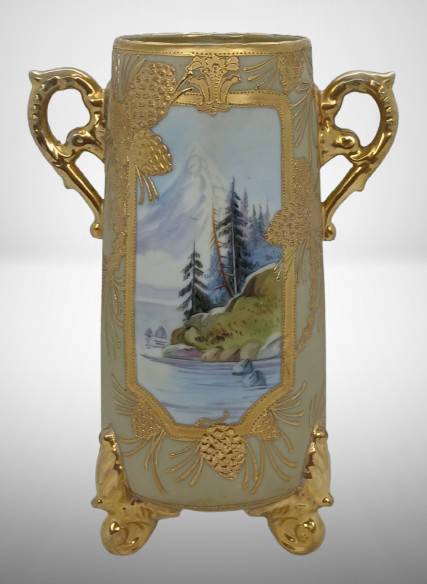 Hand-Painted Nippon Landscape Vase