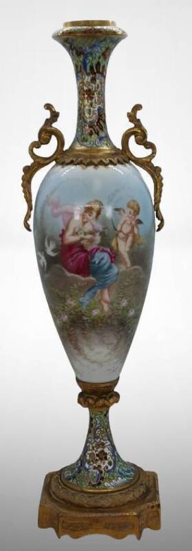 Gilded Porcelain Sevres-France Vase by E. Dabon