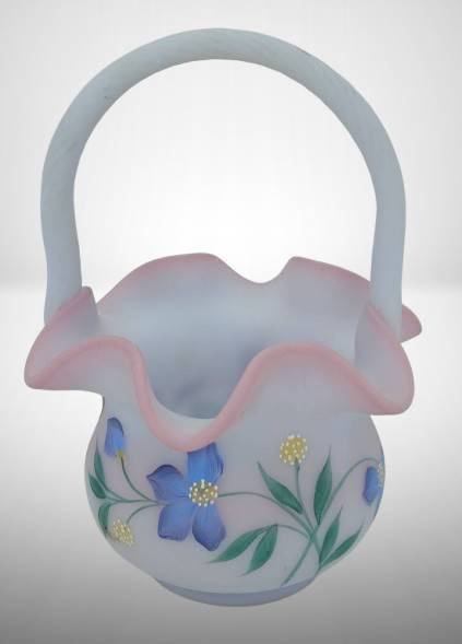 Fenton Art Glass Handpainted Basket