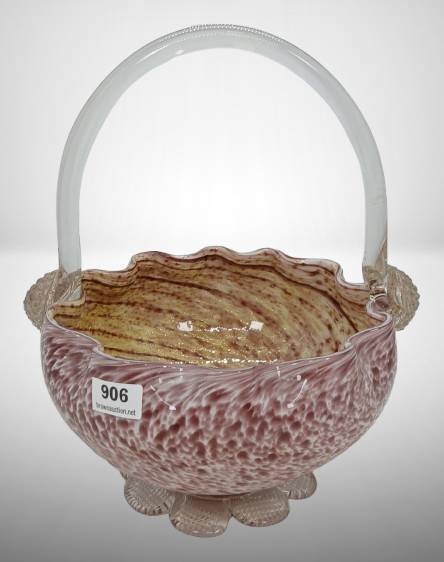 Murano Glass Basket with Speckled Detail