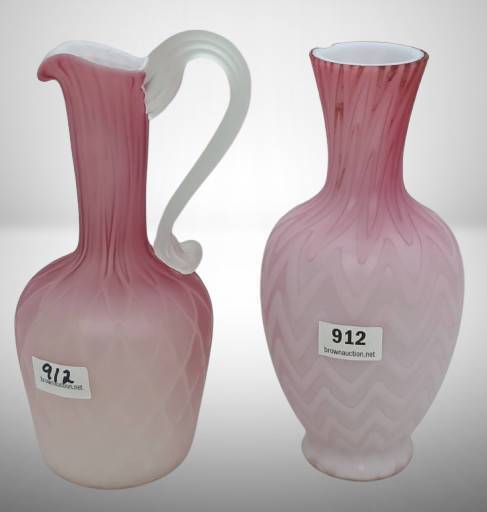 Pink Satin Glass Vase and Ewer