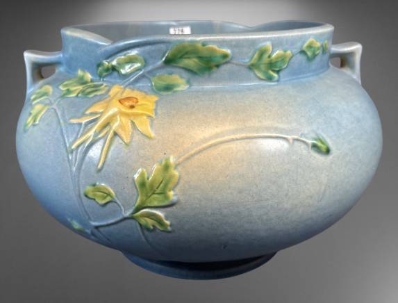 Roseville Columbine 655-8" Jardiniere, Blue
