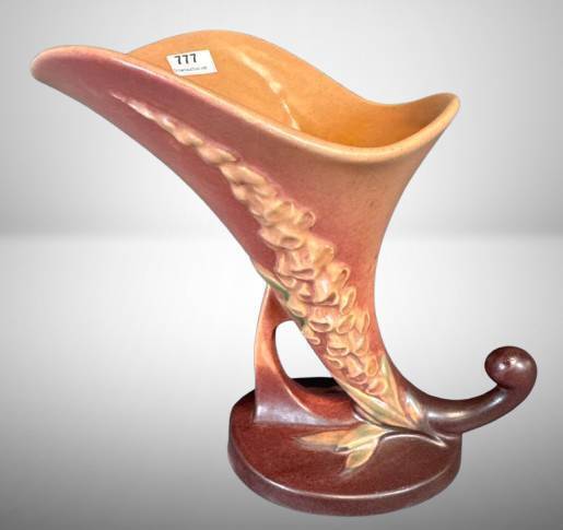 Roseville Foxglove 164-8" Cornucopia Vase, Pink