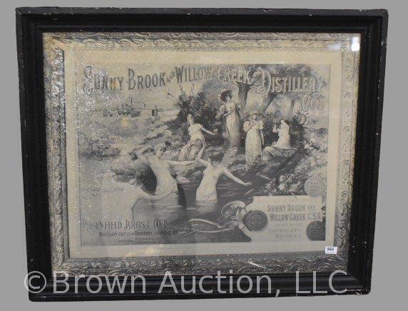 "Sunny Brook and Willow Creek Distillery Co's." framed advertising print,