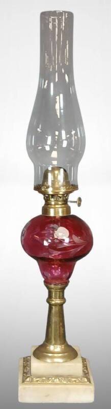 Brass Oil Lamp With Marble Base