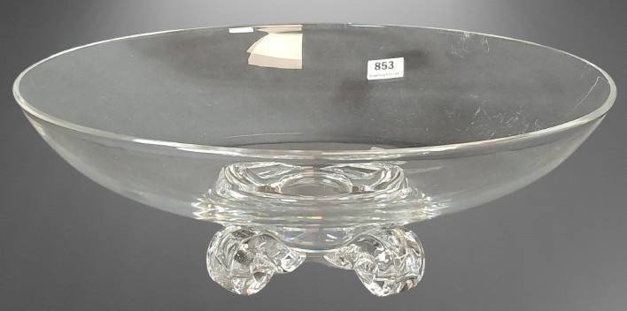 Signed Steuben Glass Bowl with Three Feet