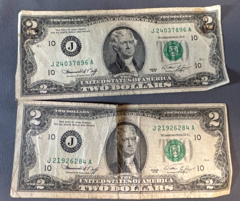 Two 1953 U.S. Two-Dollar Bills