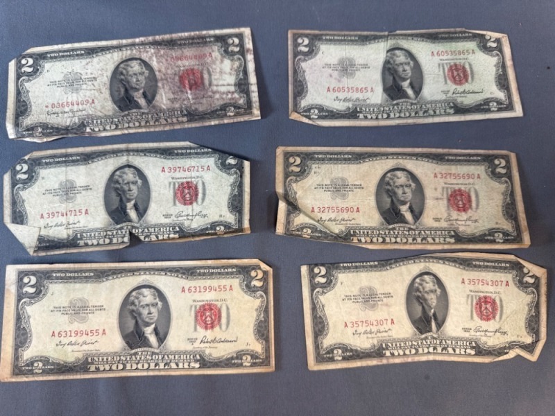 Series 1953 $2 United States Notes (Lot of 6)