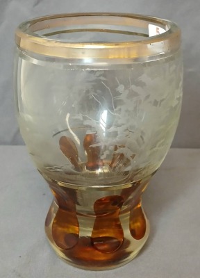Etched Glass Vase with Amber Accents - 2