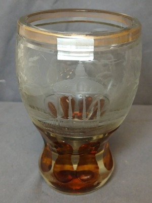 Etched Glass Vase with Amber Accents - 3