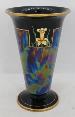Black Amethyst Vase with Gold and Floral Design - 3