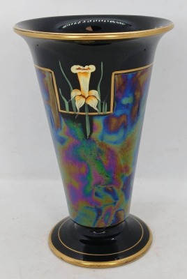 Black Amethyst Vase with Gold and Floral Design - 4