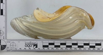 Murano Amber and Cream Shell-shaped Glass Bowl - 8