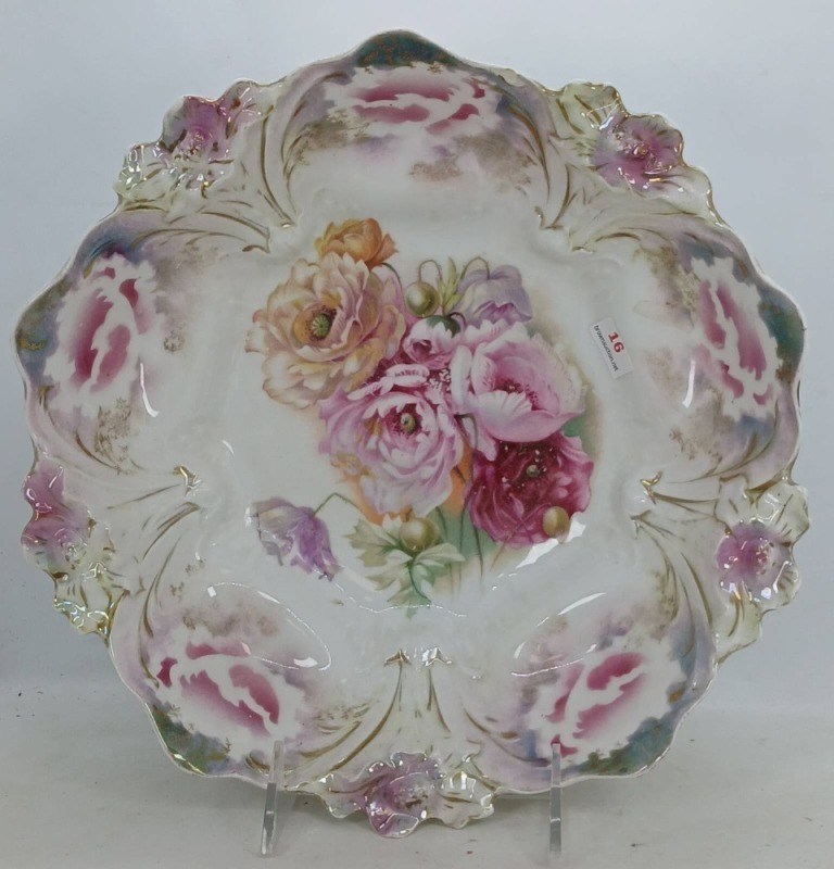 RS Prussia Lily Mold Bowl with Poppies Design