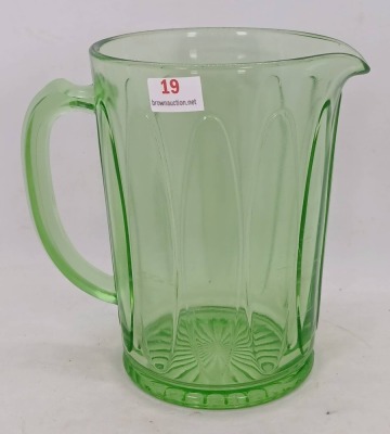 Green Depression Glass Pitcher