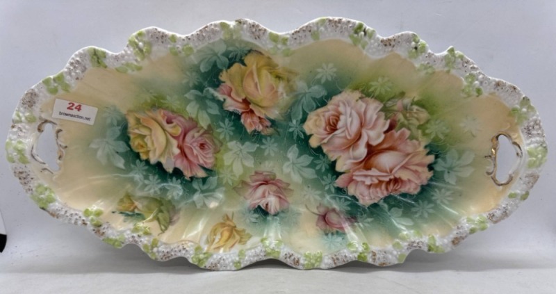 RS Prussia Relish Tray with Floral Motif