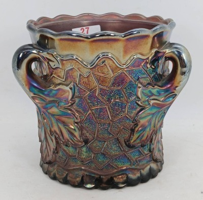 Dugan Carnival Glass Maple Leaf Bowl