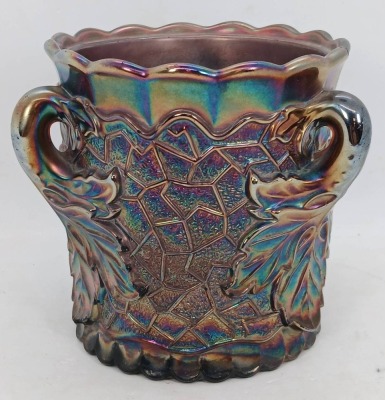 Dugan Carnival Glass Maple Leaf Bowl - 3