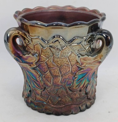Dugan Carnival Glass Maple Leaf Bowl - 4