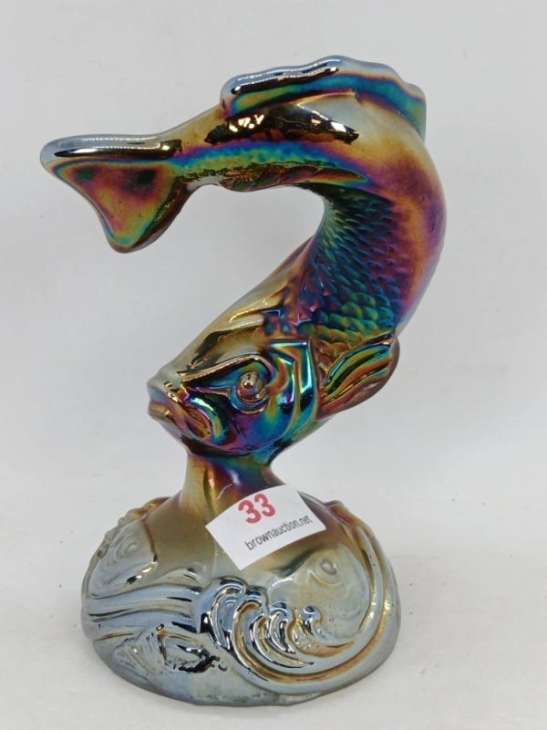 Fenton Iridescent Glass Jumping Fish Figurine