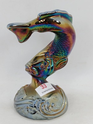 Fenton Iridescent Glass Jumping Fish Figurine