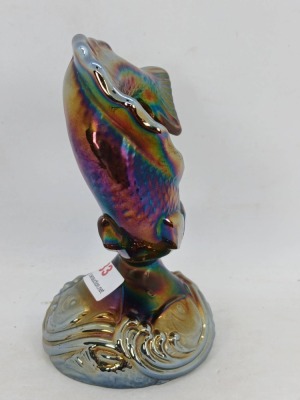 Fenton Iridescent Glass Jumping Fish Figurine - 2