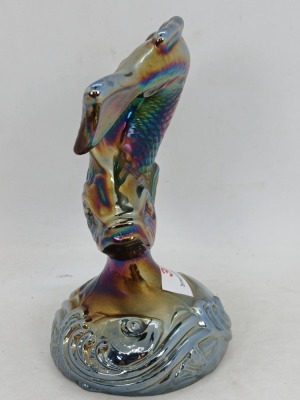 Fenton Iridescent Glass Jumping Fish Figurine - 4