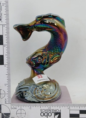 Fenton Iridescent Glass Jumping Fish Figurine - 7