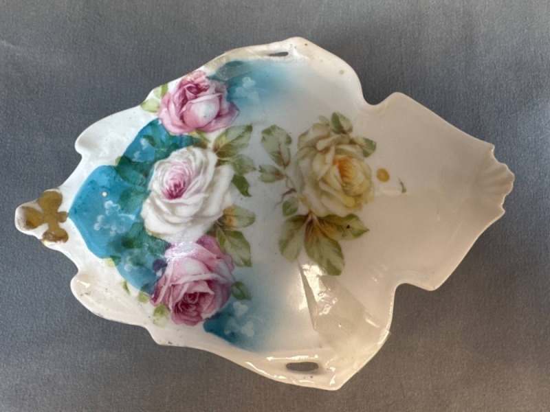 Hand-Painted Porcelain Floral Vanity Dish