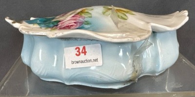 Hand-Painted Porcelain Floral Vanity Dish - 2