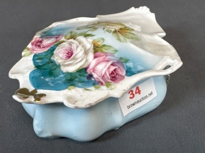 Hand-Painted Porcelain Floral Vanity Dish - 3